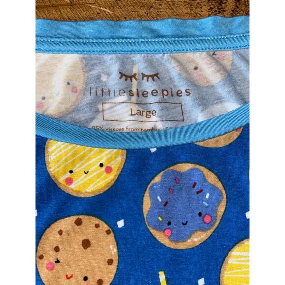 Little Sleepies 2 Piece Blue Cookies & Milk Lunaluxe Bamboo Pajamas Size Large - Picture 9 of 9